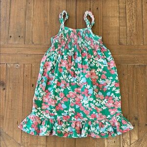Joules Lucia green floral smocked midi sundress